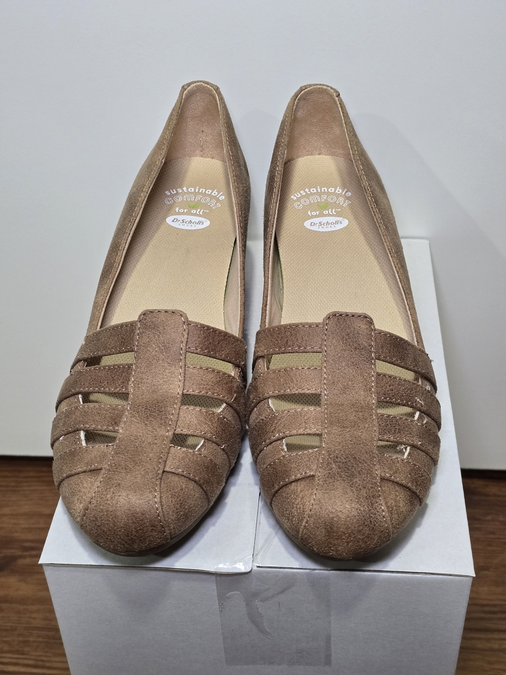 Dr. Scholl's Women's Brown Suede Woven Slip-On Flats